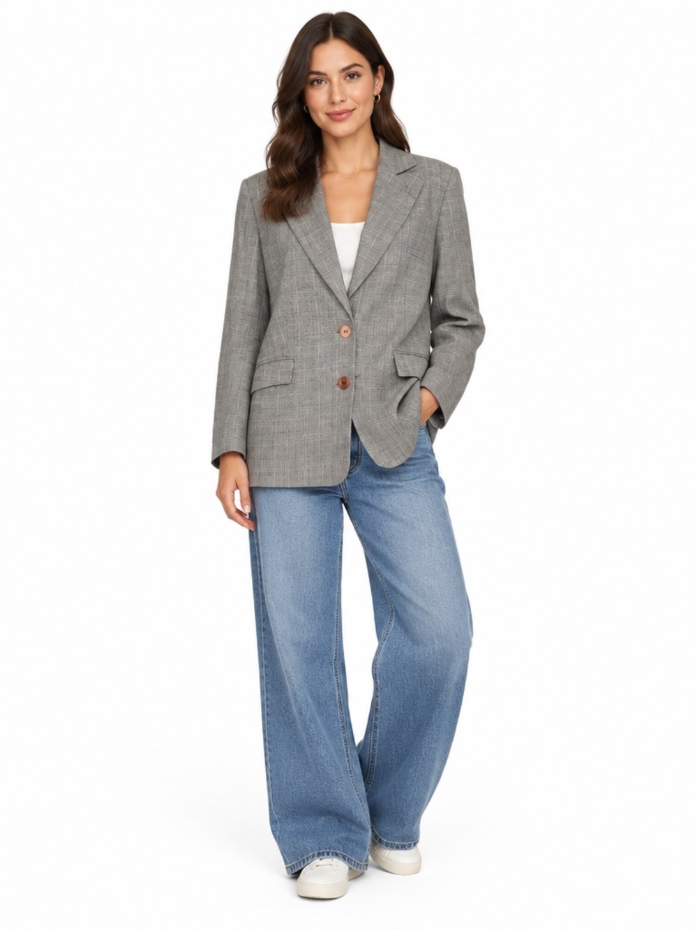 Weill France Women’s Glen Plaid Wool Blazer Paris Designer Womens Size US 8 EUC
